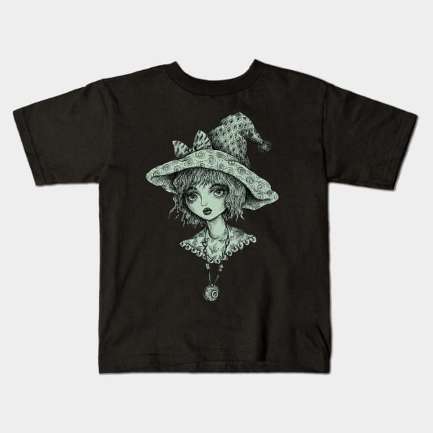 Cute Little Witch Kids T-Shirt by brettisagirl